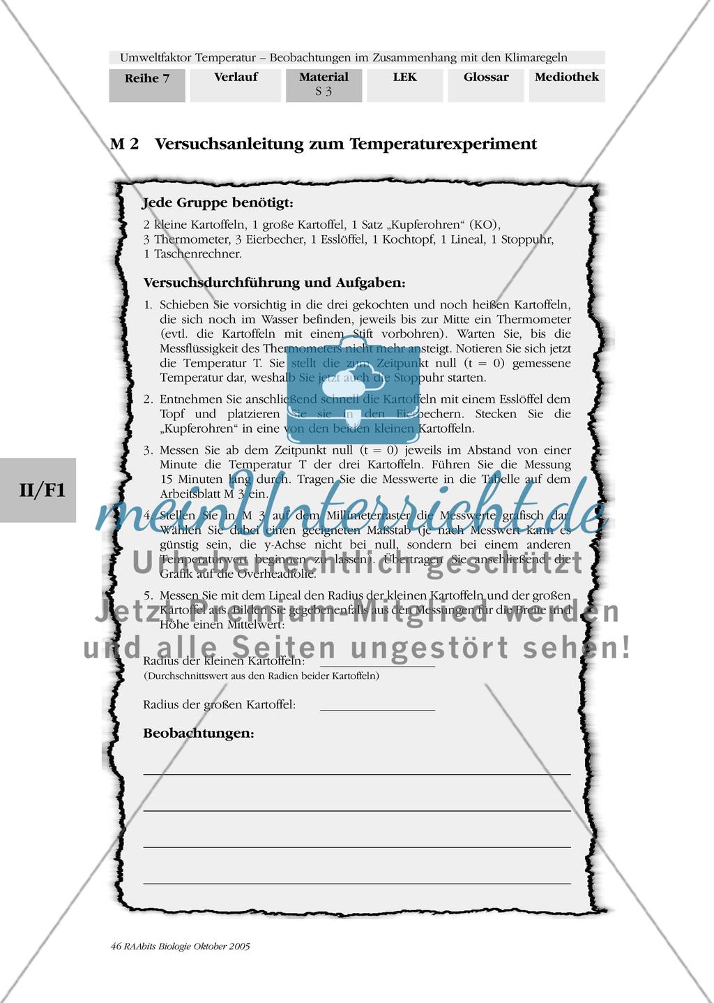 Umweltfaktor Temperatur - Beobachtungen im Zusammenhang mit den Klimaregeln Preview 6
