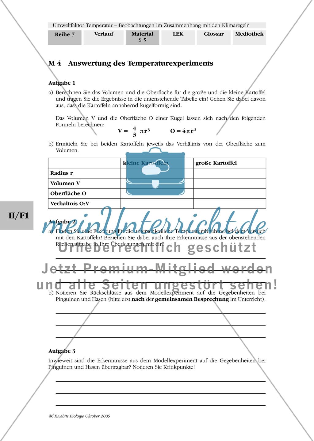Umweltfaktor Temperatur - Beobachtungen im Zusammenhang mit den Klimaregeln Preview 8