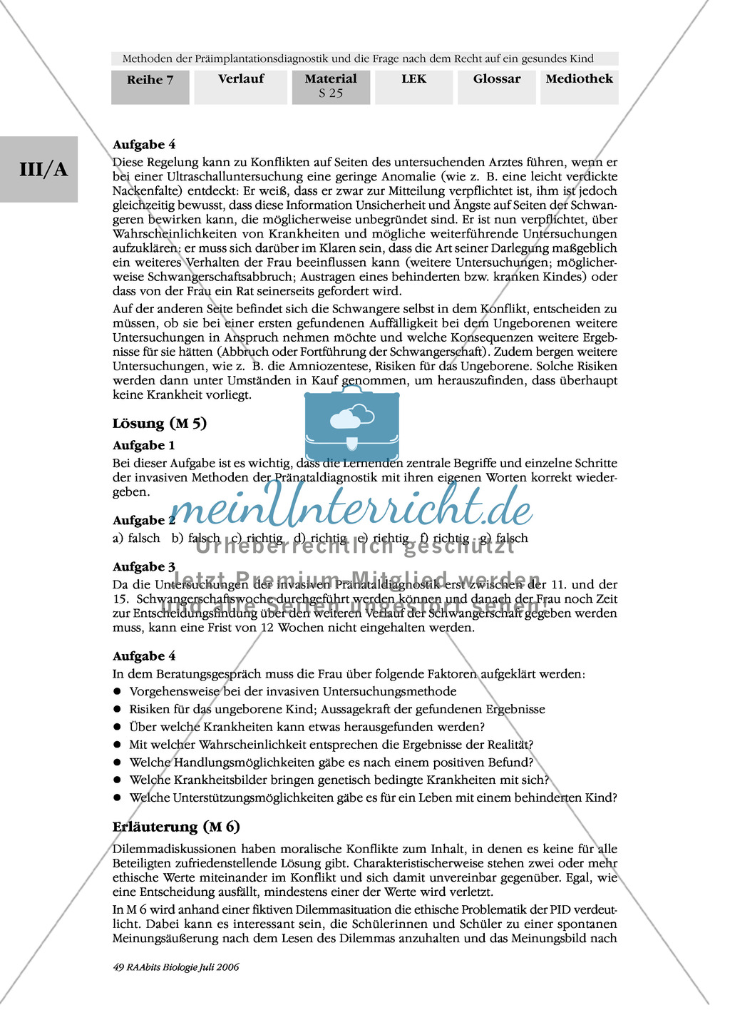 Text zur Entwicklung der befruchteten Eizelle und Gruppenpuzzle zur Präimplantationsdiagnostik und Pränataldiagnostik Preview 15