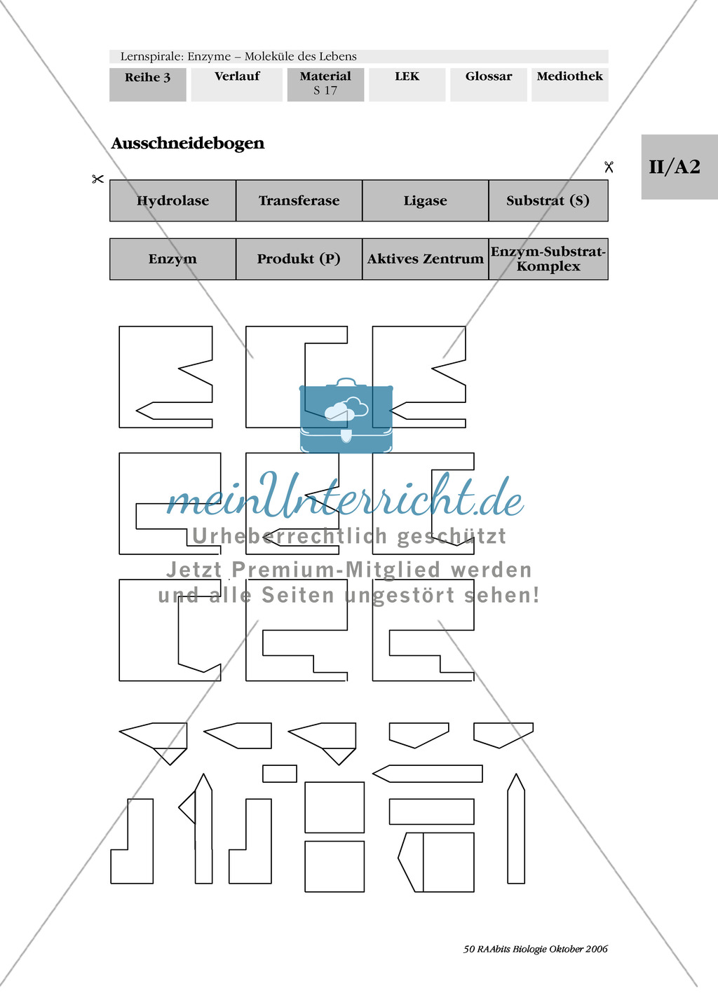 Enzyme: Arbeitsinseln zu den Themen Stoffwechsel, Enzymreaktionen, Hemmstoffe, Cofaktoren, Regulation Preview 11