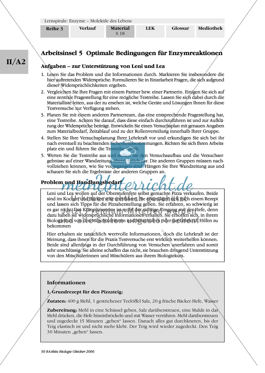 Enzyme: Arbeitsinseln zu den Themen Stoffwechsel, Enzymreaktionen, Hemmstoffe, Cofaktoren, Regulation Preview 12