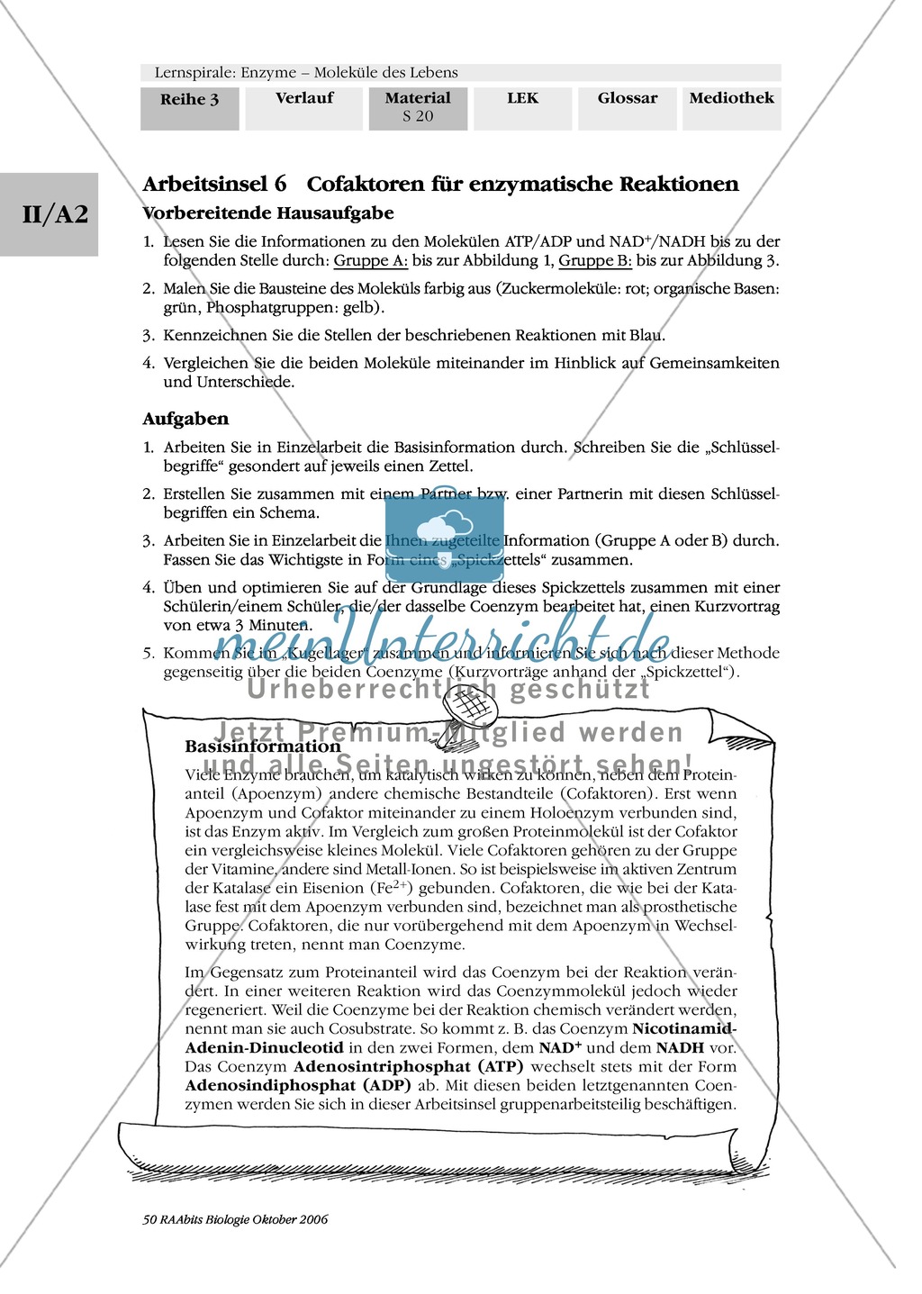 Enzyme: Arbeitsinseln zu den Themen Stoffwechsel, Enzymreaktionen, Hemmstoffe, Cofaktoren, Regulation Preview 14