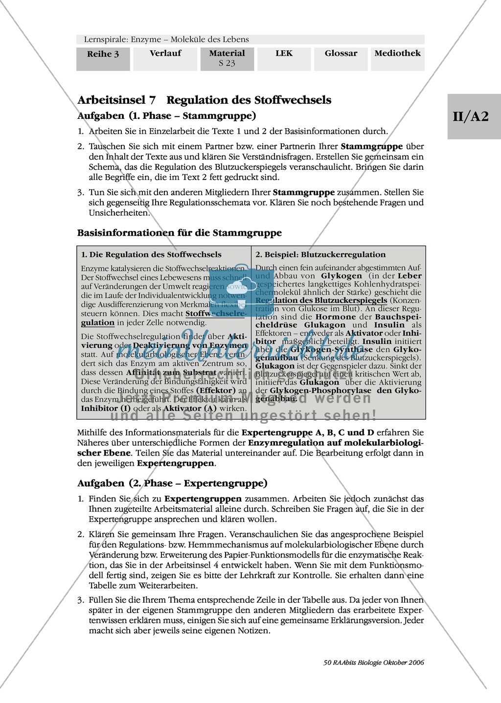 Enzyme: Arbeitsinseln zu den Themen Stoffwechsel, Enzymreaktionen, Hemmstoffe, Cofaktoren, Regulation Preview 17