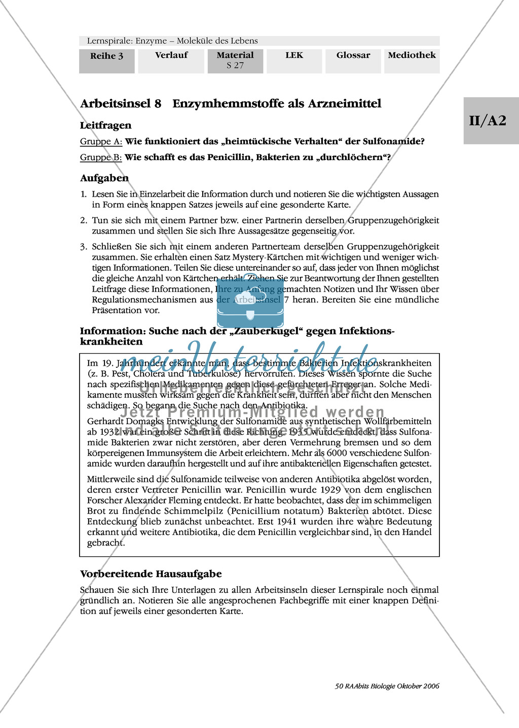 Enzyme: Arbeitsinseln zu den Themen Stoffwechsel, Enzymreaktionen, Hemmstoffe, Cofaktoren, Regulation Preview 21