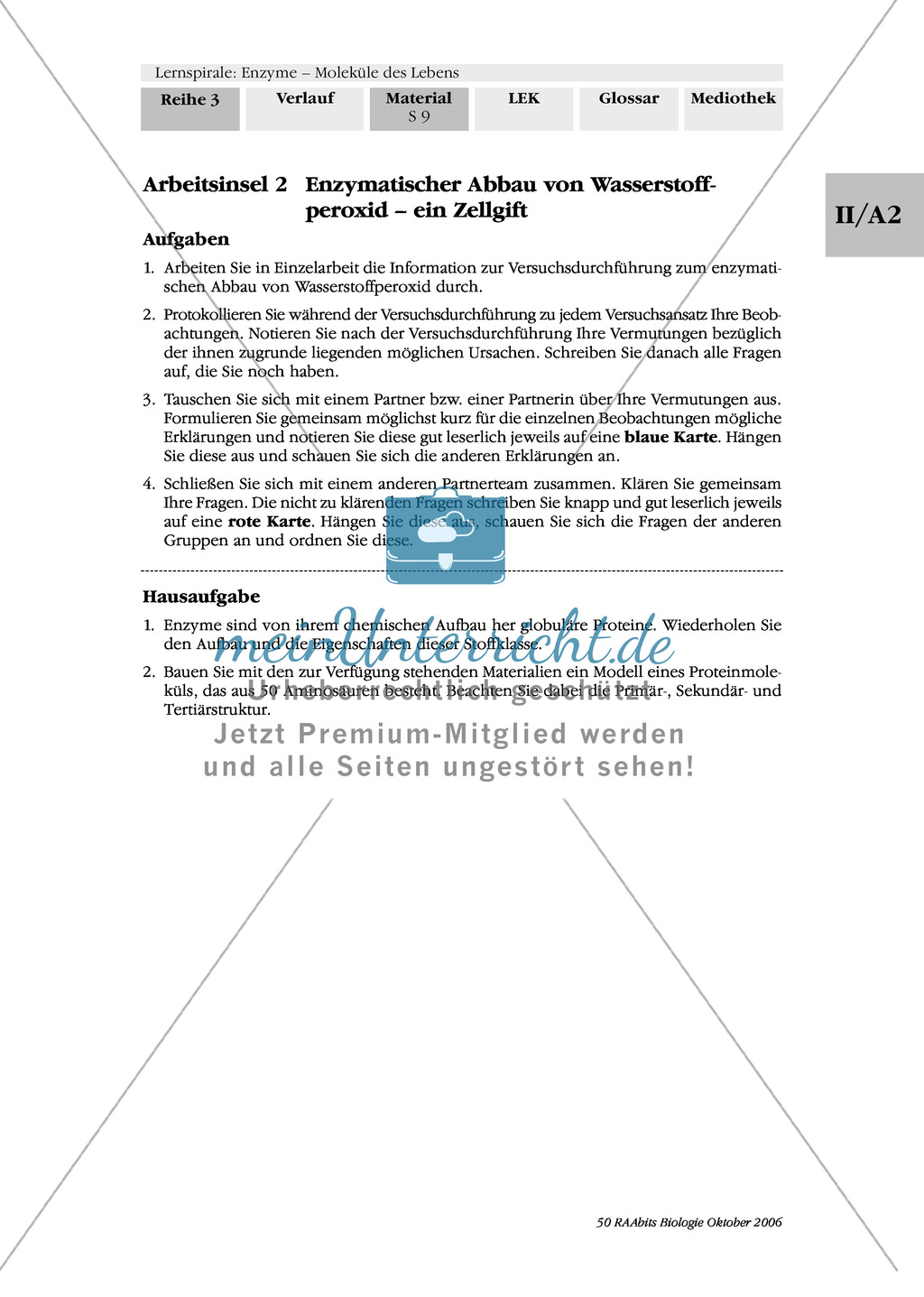 Enzymatischer Abbau von Wasserstoffperoxid: Kartenabfrage, Versuch Preview 2