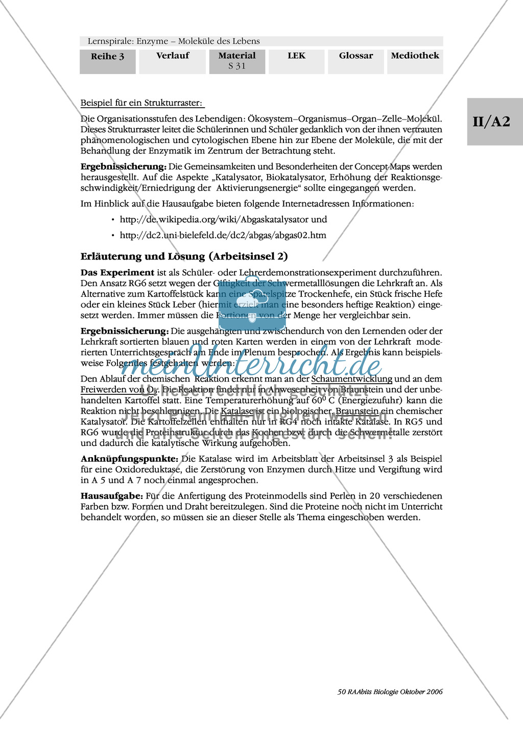Enzymatischer Abbau von Wasserstoffperoxid: Kartenabfrage, Versuch Preview 4
