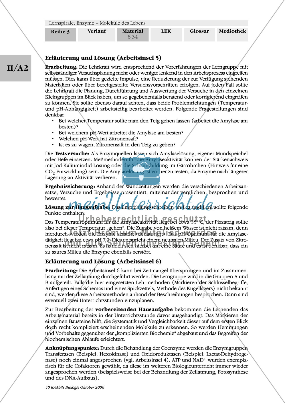 Optimale Bedingungen für Enzymreaktionen: Wandzeitung, Versuch Preview 4