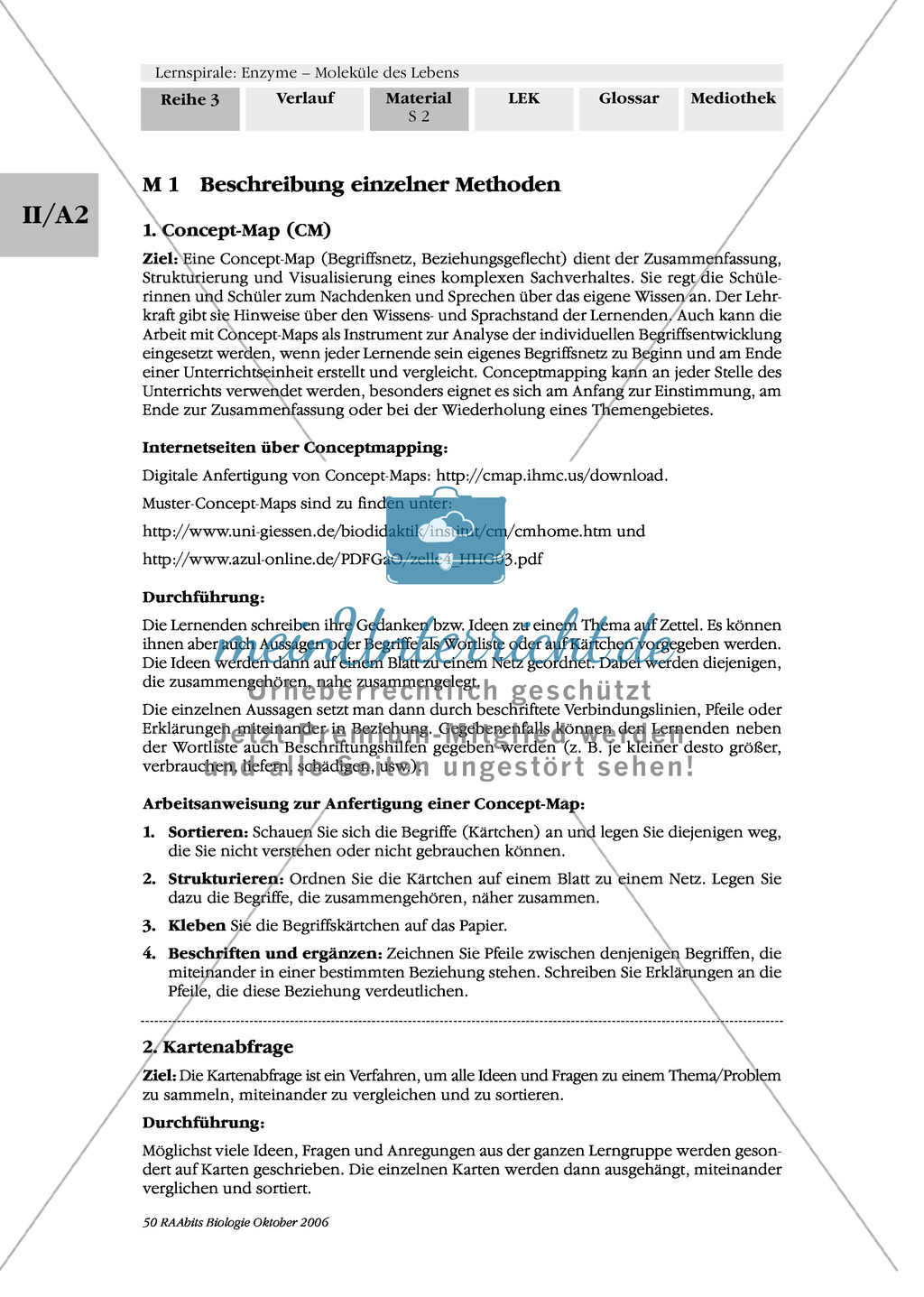 Enzyme: Ergebnissicherung von Arbeitsphasen: Systematisierung und Vermittlung des Gelernten: Concept-Map, Fishbowl Preview 1