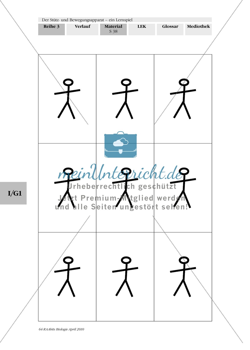 Lernspiel zum Stütz- und Bewegungsapparat: Spielanleitung, Spielfeld, Skelett-Puzzleteile, Fragen, Spielkarten, Röntgenbilder Kontrollbogen, Lösungsbogen Preview 37