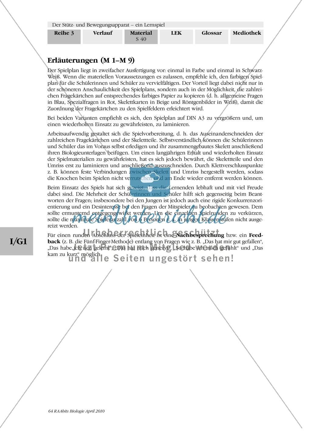 Lernspiel zum Stütz- und Bewegungsapparat: Spielanleitung, Spielfeld, Skelett-Puzzleteile, Fragen, Spielkarten, Röntgenbilder Kontrollbogen, Lösungsbogen Preview 39
