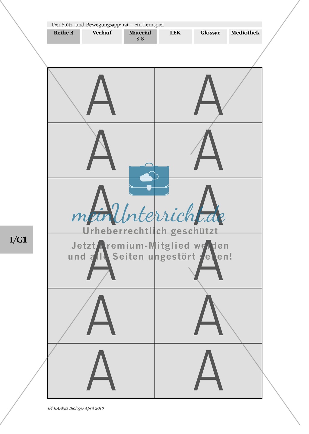 Lernspiel zum Stütz- und Bewegungsapparat: Spielanleitung, Spielfeld, Skelett-Puzzleteile, Fragen, Spielkarten, Röntgenbilder Kontrollbogen, Lösungsbogen Preview 7