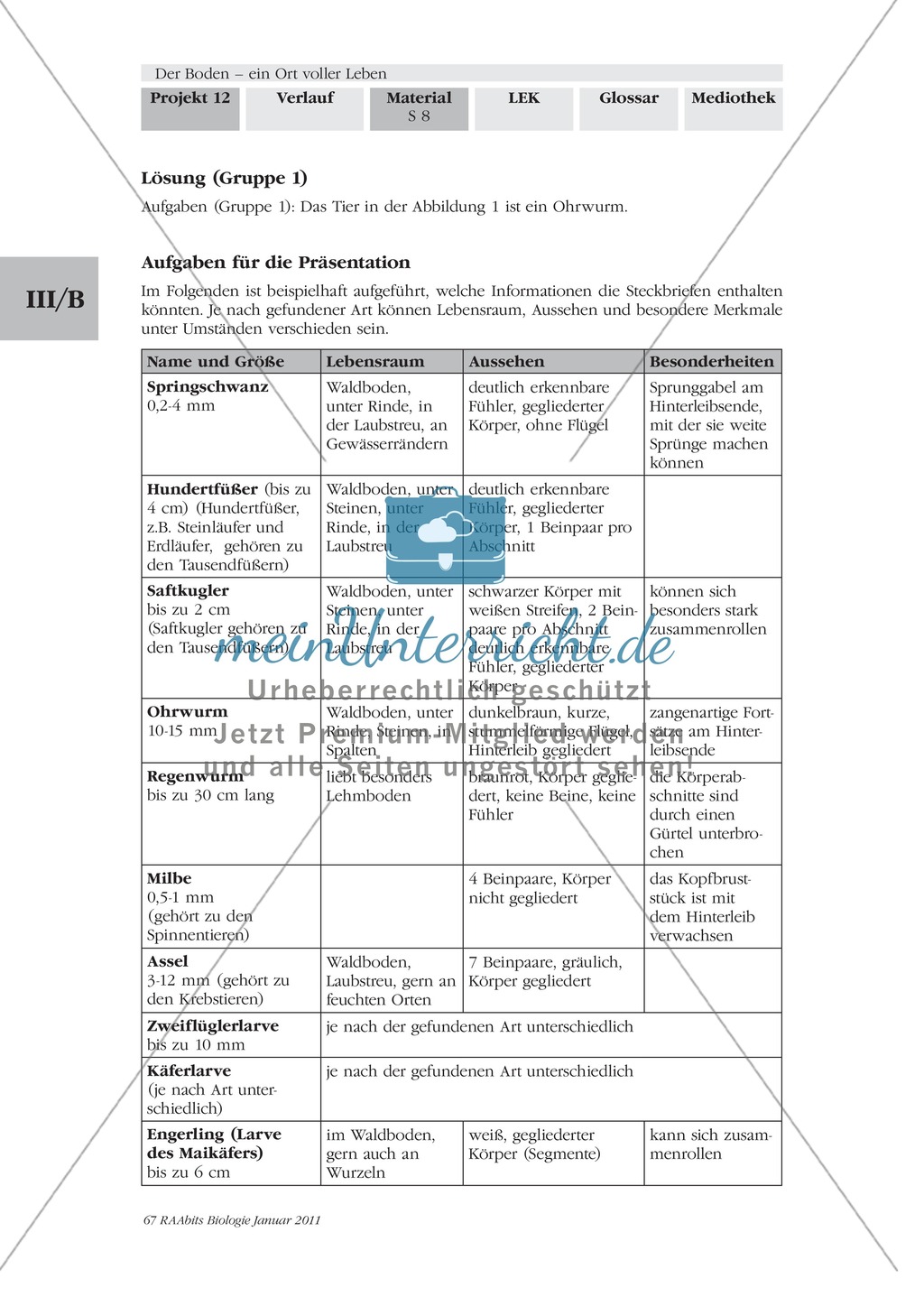 Bodentiere: Untersuchung und Bestimmung, Steckbrief, Exkursion, Präsentation Preview 7