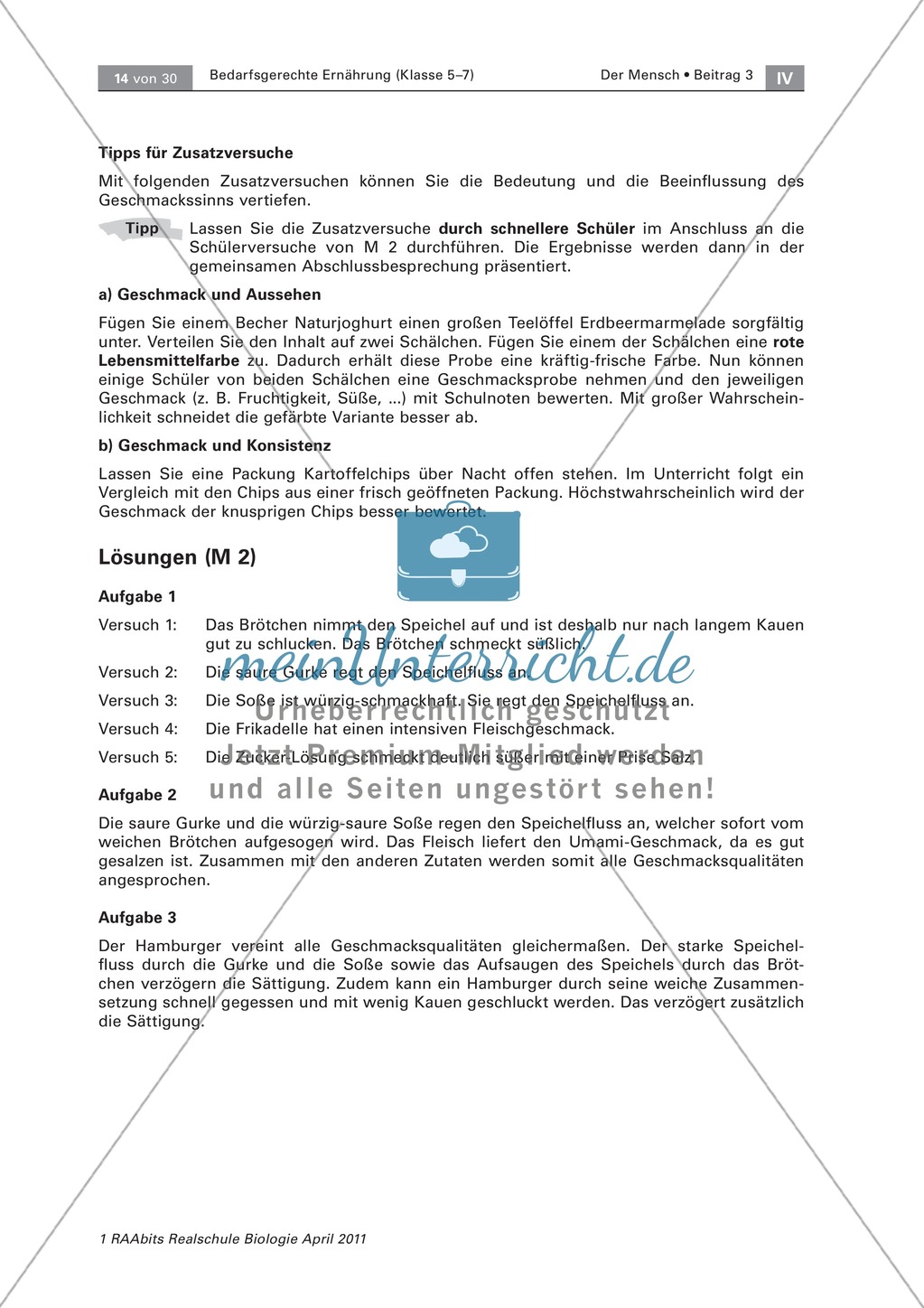 Beeinflussung der Ernährung durch den Geschmack: Geschmackstest Hamburger, Text Preview 6