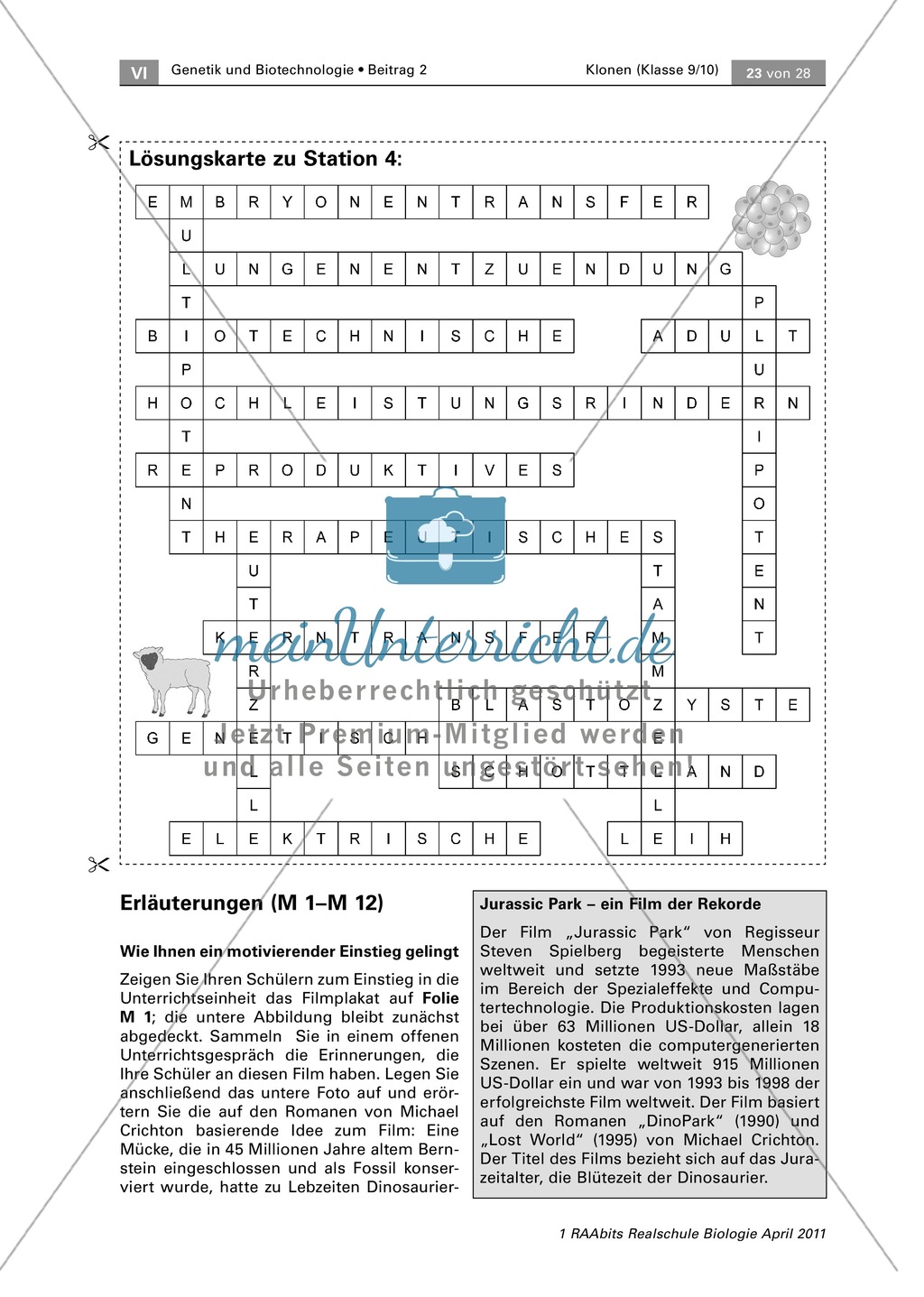 Lernerfolgskontrolle oder Hausaufgabe zum Thema Klonen Preview 2
