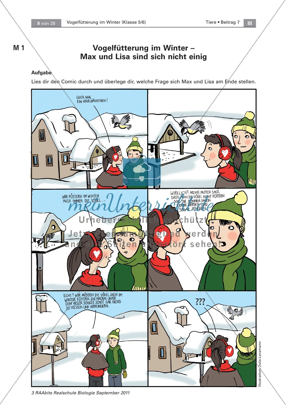 Meinungsbildung zur Vogelfütterung im Winter: Placemat, Fragen Preview 1