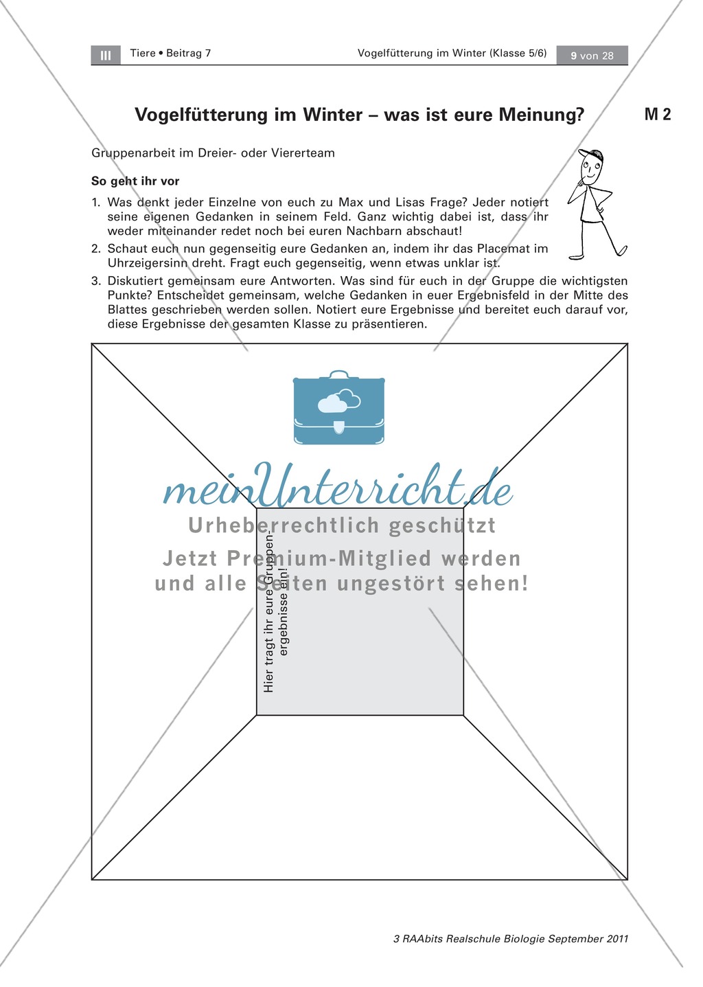 Meinungsbildung zur Vogelfütterung im Winter: Placemat, Fragen Preview 2