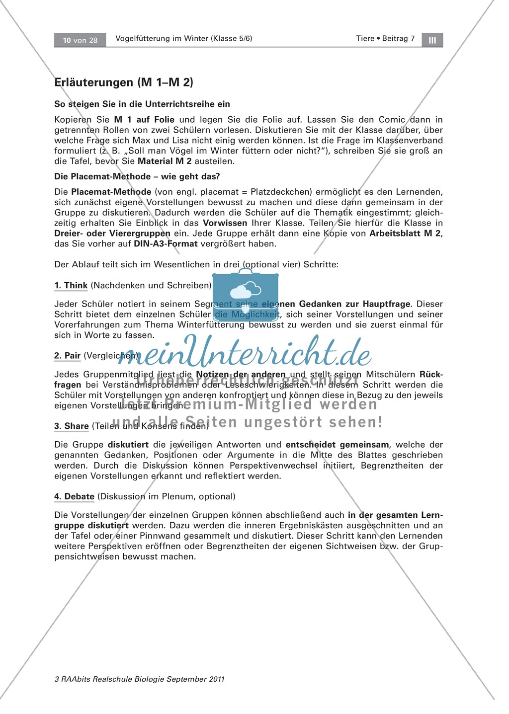 Meinungsbildung zur Vogelfütterung im Winter: Placemat, Fragen Preview 3