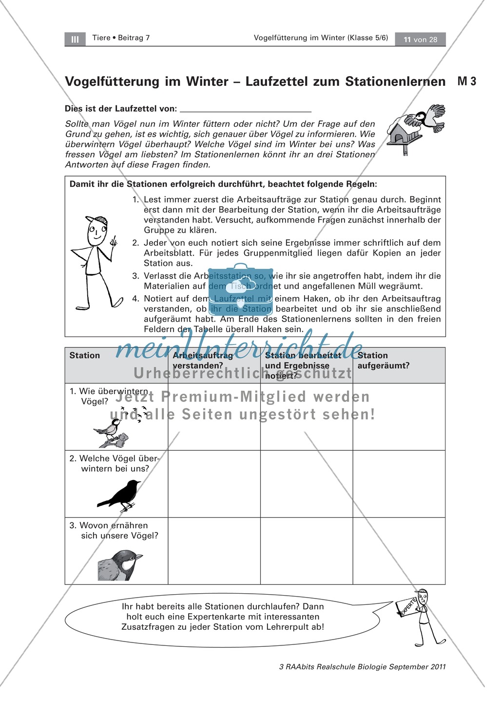 Überwinterung und Fütterung von Vögeln: Stationsarbeit, Herstellung einer Broschüre Preview 1