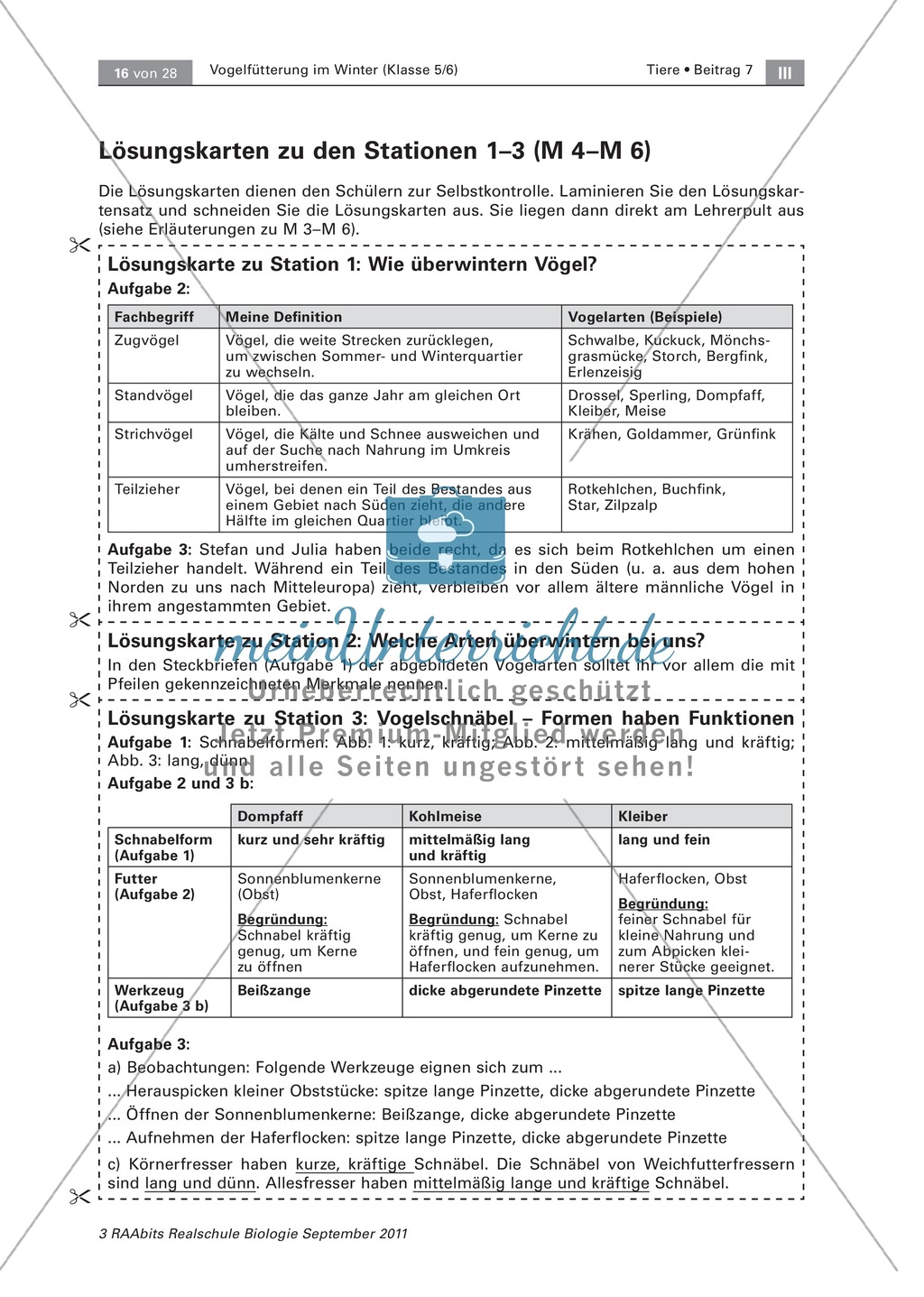 Überwinterung und Fütterung von Vögeln: Stationsarbeit, Herstellung einer Broschüre Preview 6
