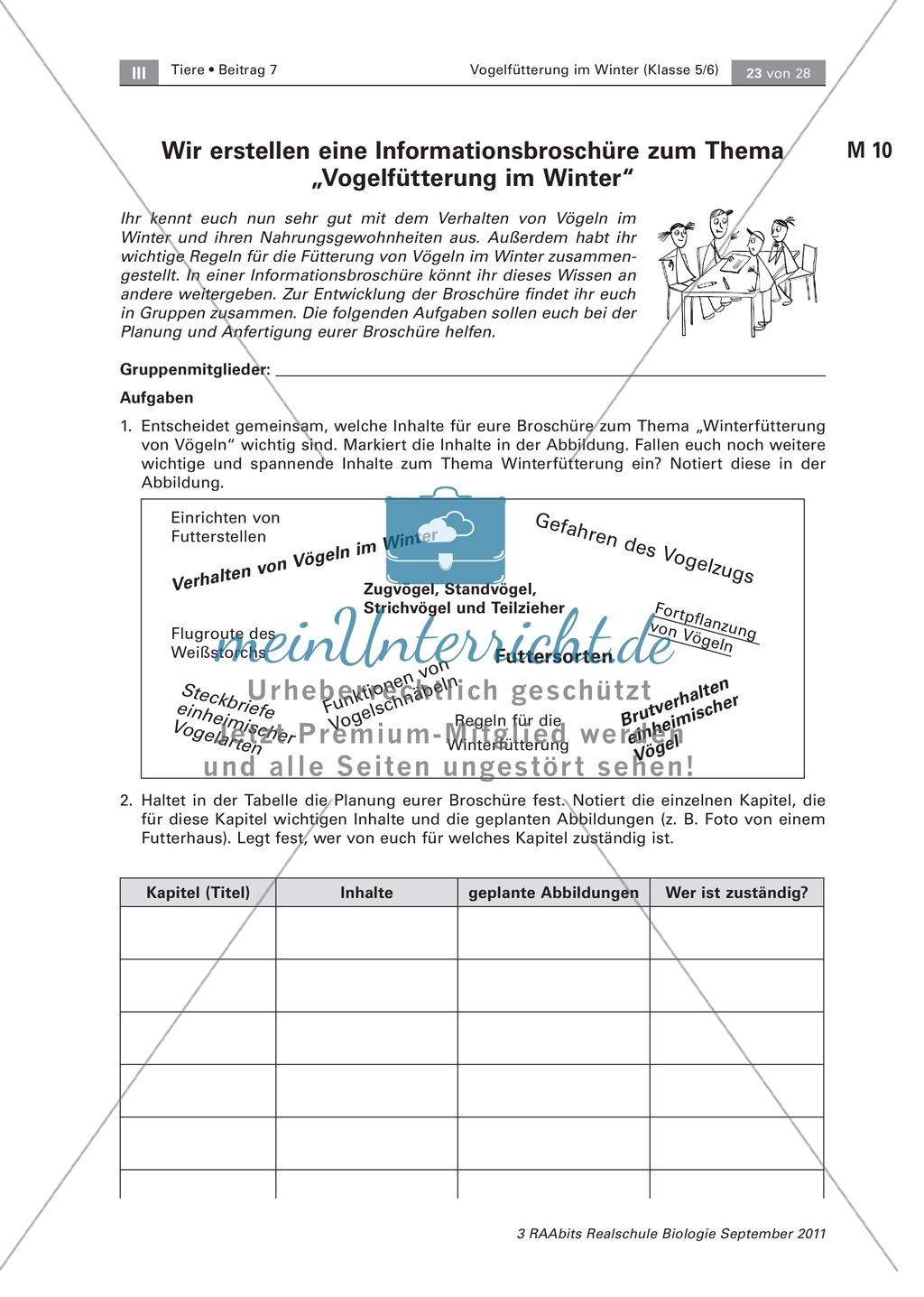 Überwinterung und Fütterung von Vögeln: Stationsarbeit, Herstellung einer Broschüre Preview 9