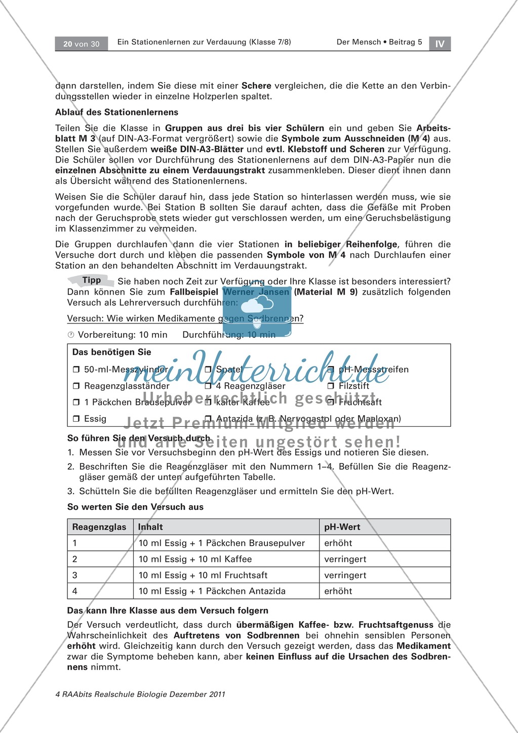 Leber und Bauchspeicheldrüse: Text, Versuch Preview 5
