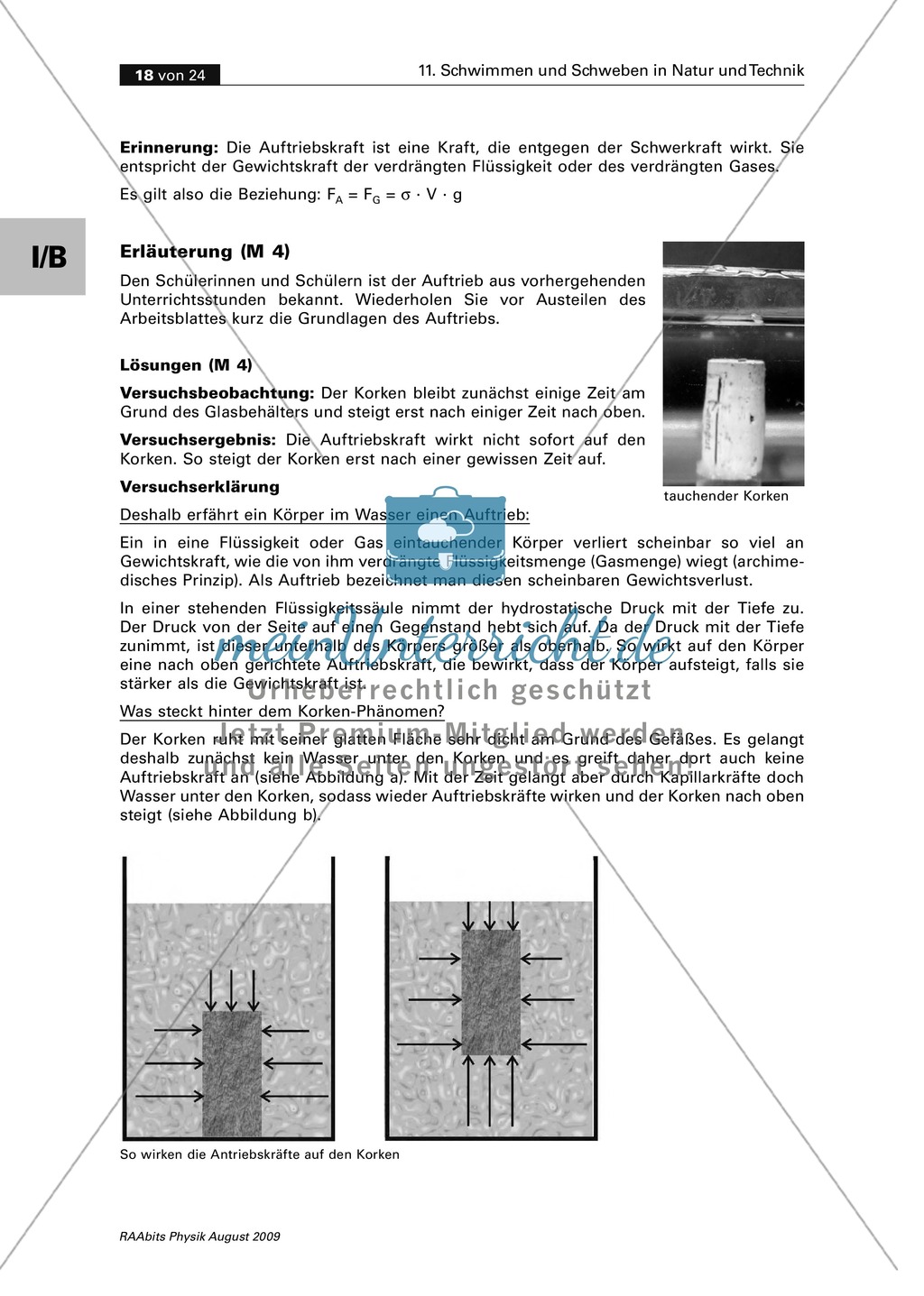 Schwimmen und Schweben in Natur und Technik: Bilder + Schülerversuche: Unterschied Salzlösung und reines Wasser + Können Reiskörner Flüssigkeiten zum Sprudeln bringen? + Der verrückte Korken Preview 8