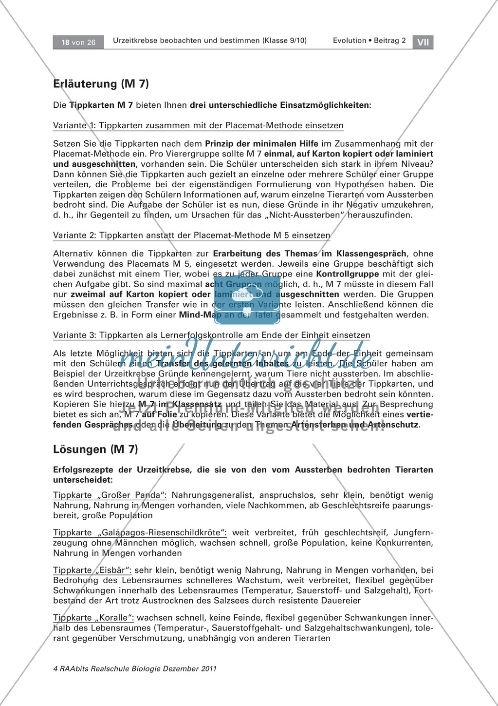 Evoultion - Fossilien: Die Placemat-Methode - Lebende Fossilien kennenlernen am Beispiel der Uhrzeitkrebse Preview 6