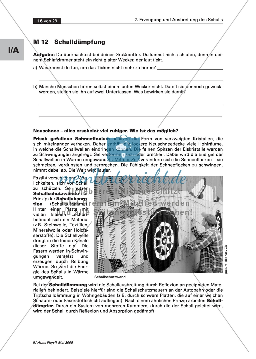 Schalldämpfung: Arbeitsblatt Preview 1