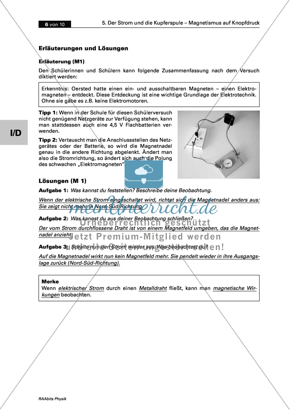 Der Strom und die Kupferspule: Der Versuch von Oersted + die magnetische Wirkung des elektrischen Stroms Preview 2