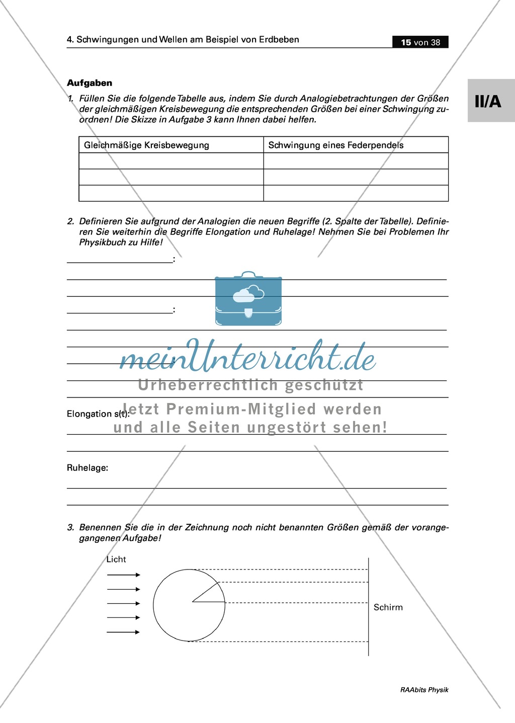 Schwingen + Wellen am Beispiel von Erdbeben: Von der gleichmäßigen Kreisbewegung zur Schwingung Preview 2