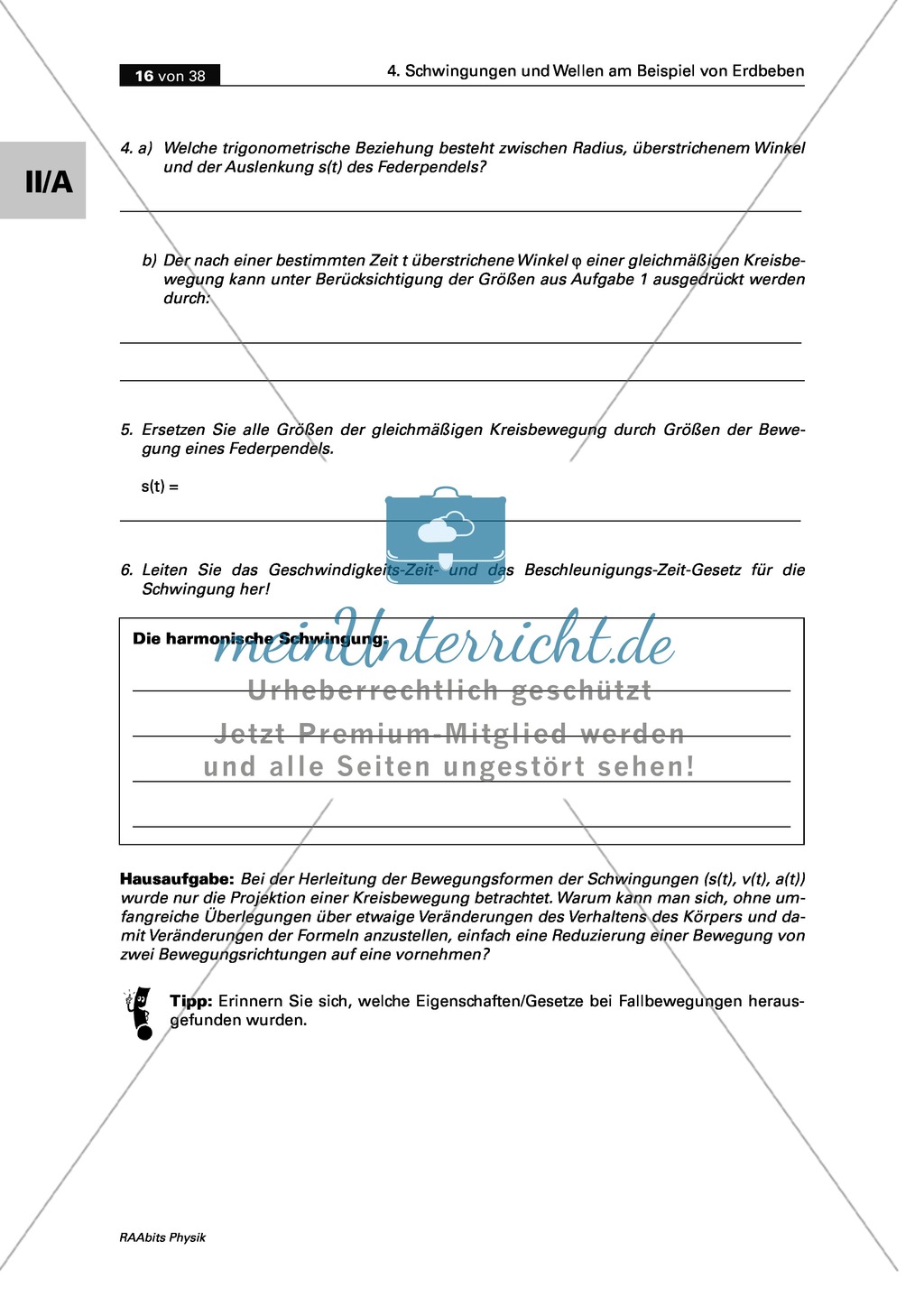 Schwingen + Wellen am Beispiel von Erdbeben: Von der gleichmäßigen Kreisbewegung zur Schwingung Preview 3