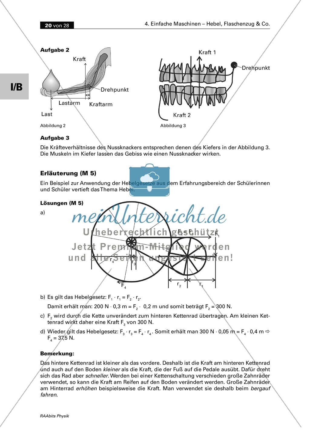 Mechanik: Anwendung von Kraftwandlern und Hebel im Alltag. Mit Experimenten, Aufgaben und Lösungen. Preview 9