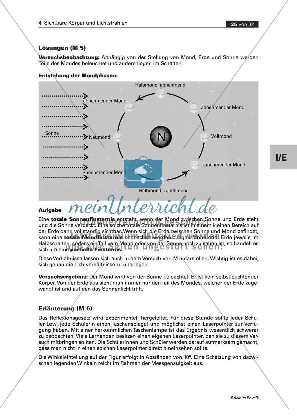 Sichtbare Körper + Lichtstrahlen: Erklärung der Mondphasen Preview 2