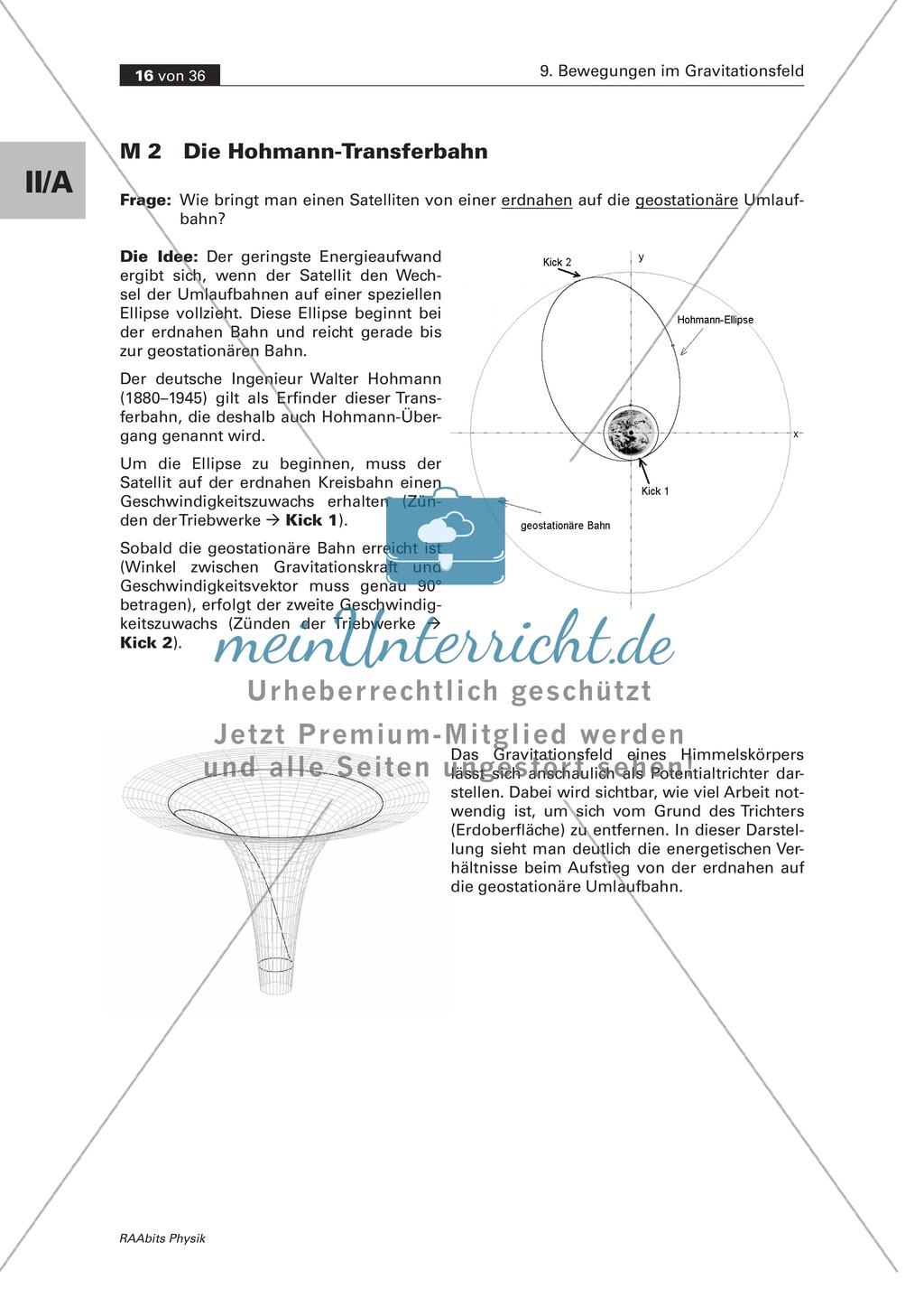 Bewegungen im Gravitationsfeld: Die Hohmann-Übergangsbahn - Geostationäre Umlaufbahn Preview 1