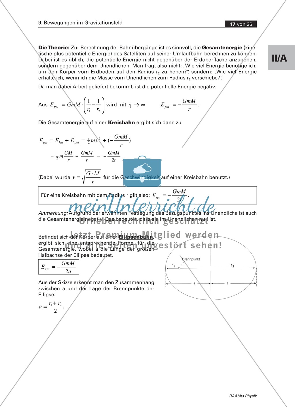 Bewegungen im Gravitationsfeld: Die Hohmann-Übergangsbahn - Geostationäre Umlaufbahn Preview 2