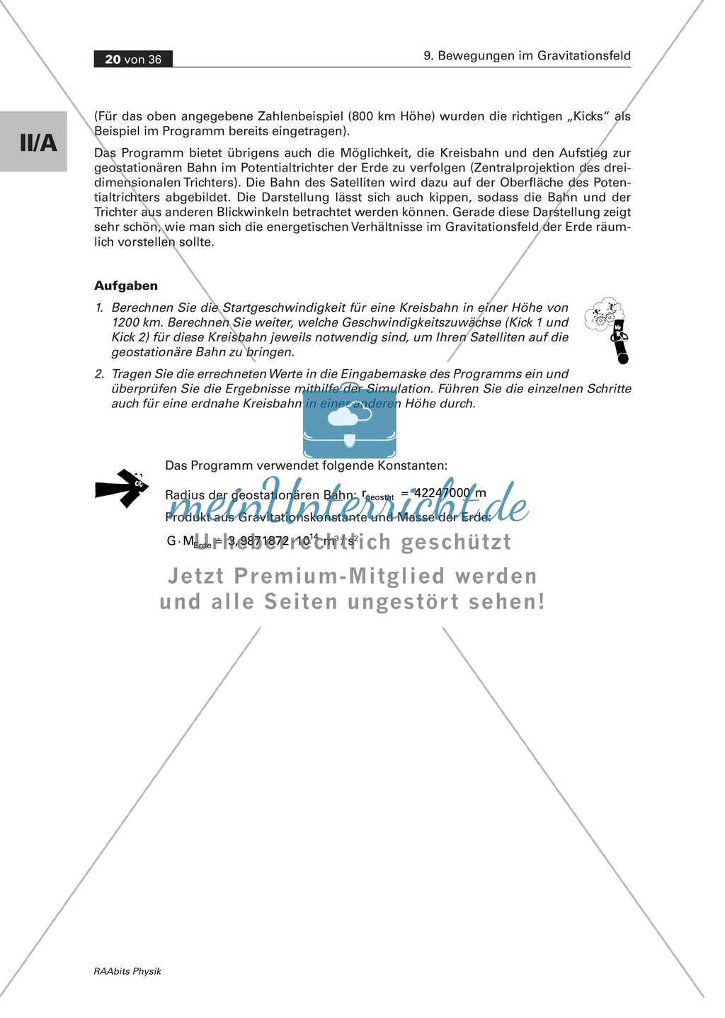 Bewegungen im Gravitationsfeld: Die Hohmann-Übergangsbahn - Geostationäre Umlaufbahn Preview 5