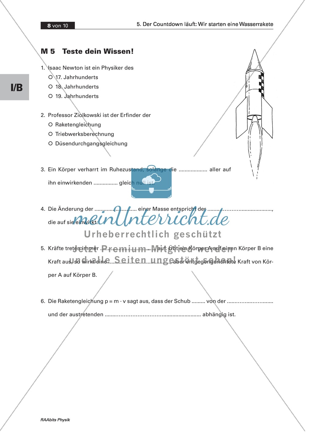 Bau einer Wasserrakete: Wissenstest Preview 1