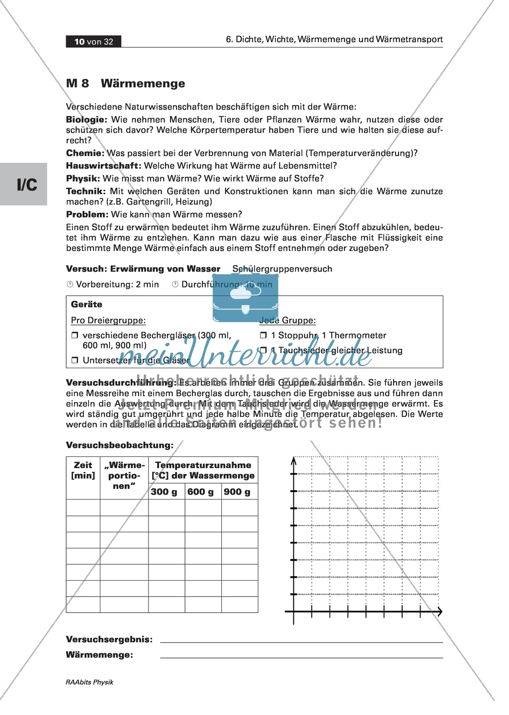 Einführung in die Wärmelehre: Informationstext + Schülerexperiment Preview 1