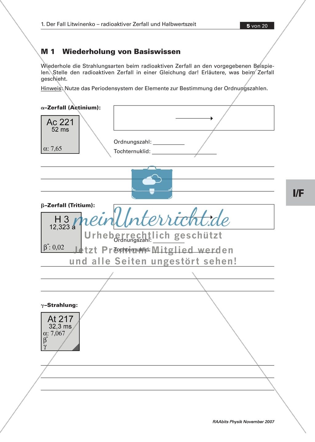Zerfallsarten,Zerfallsreihen und Arbeit mit der Nuklidkarte Preview 1