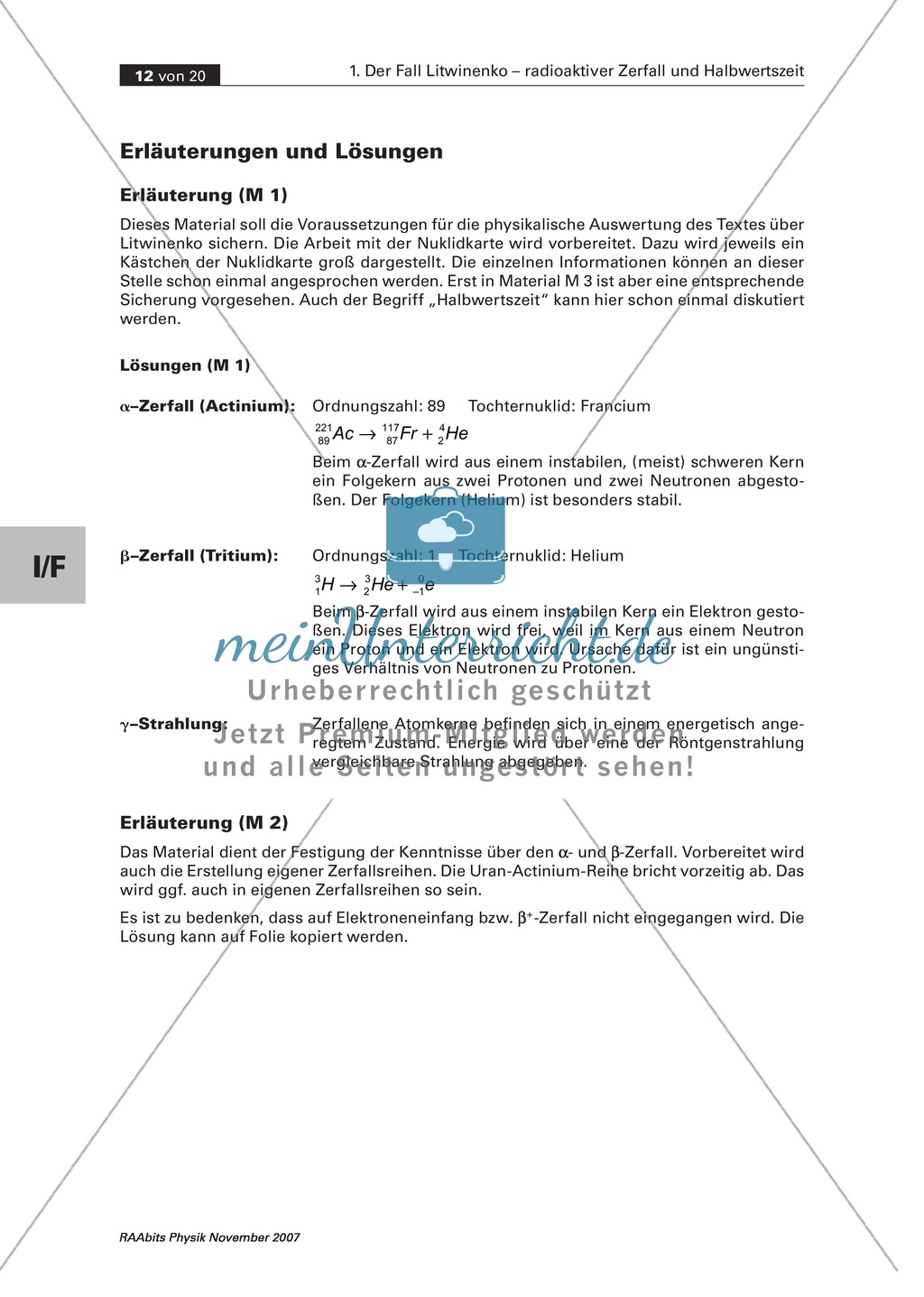 Zerfallsarten,Zerfallsreihen und Arbeit mit der Nuklidkarte Preview 4