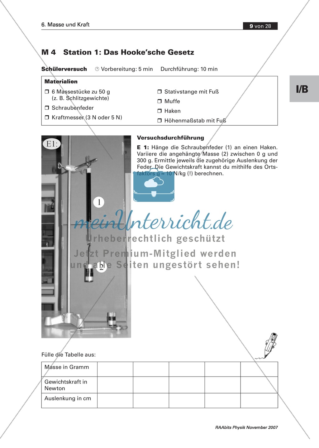 Masse und Kraft: Das Hooke'sche Gesetz Preview 1