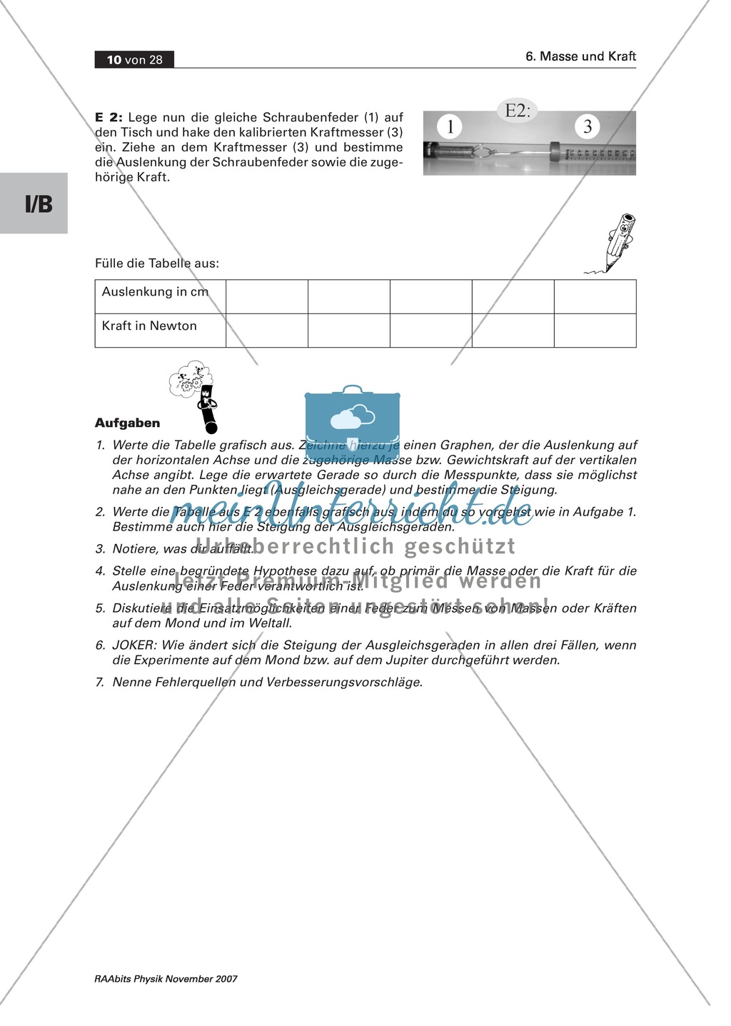 Masse und Kraft: Messungen - Arbeit an Stationen Preview 3