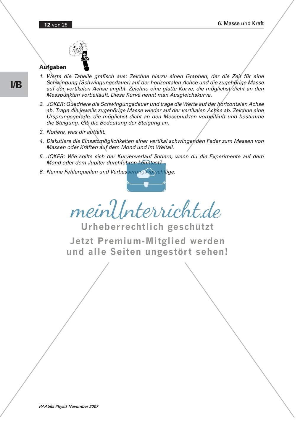 Masse und Kraft: Messungen - Arbeit an Stationen Preview 5