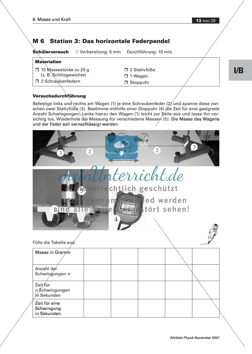 Masse und Kraft: Messungen - Arbeit an Stationen Preview 6