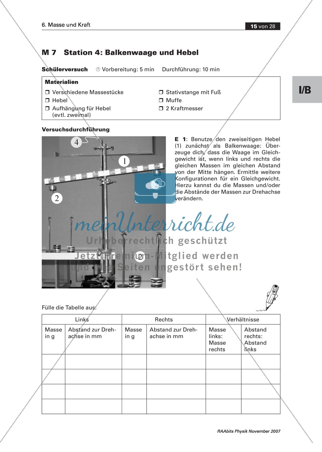 Masse und Kraft: Messungen - Arbeit an Stationen Preview 8