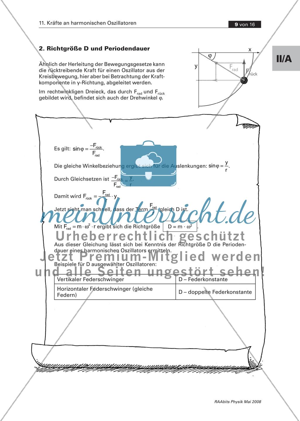 Info-Blatt: Kräfte am harmonischen Oszillator Preview 2