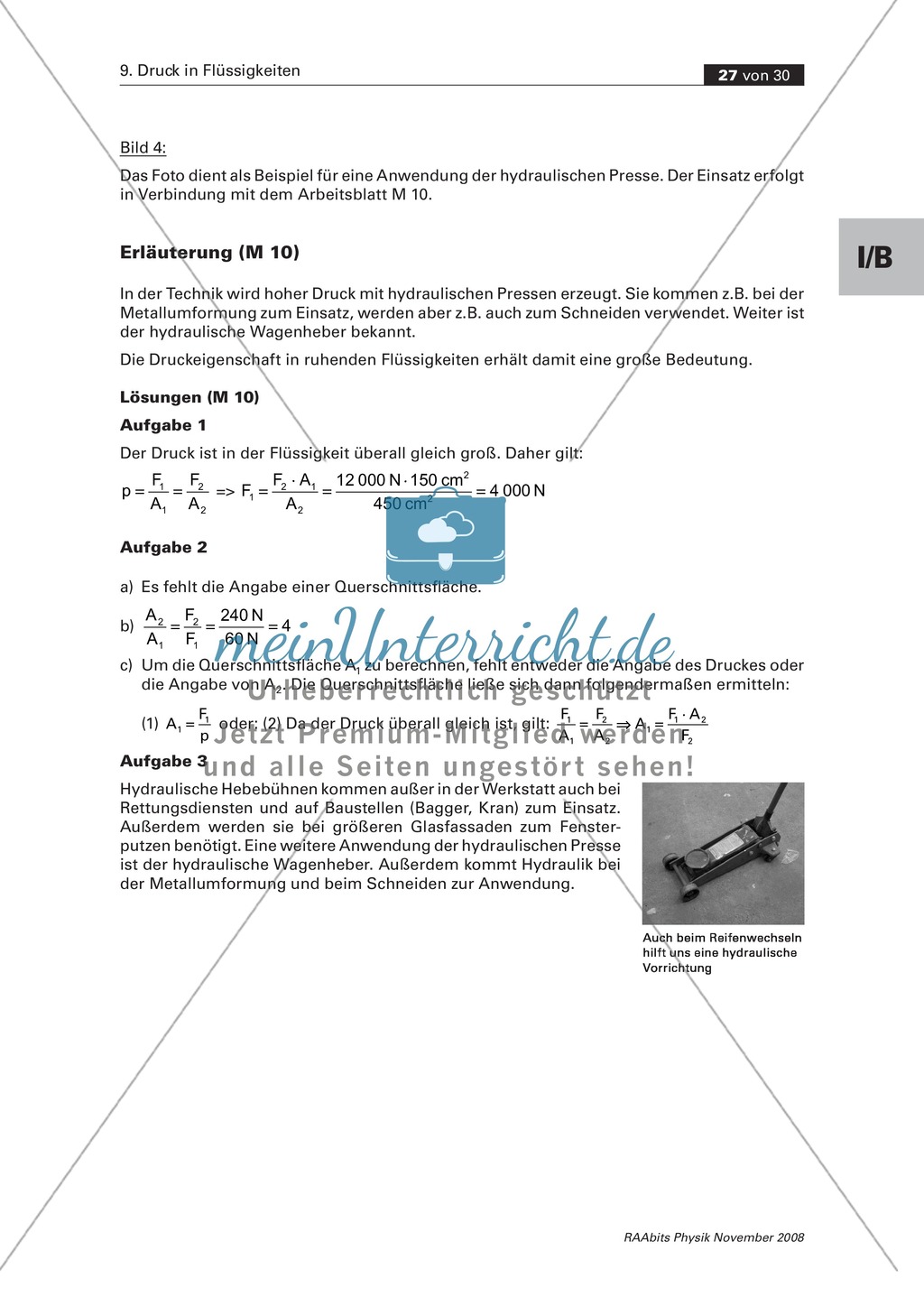 Druck in Flüssigkeiten: Anwendungsbereiche in der Hydrostatik - Saugheber + kommunizierende Röhren + hydraulische Presse Preview 10