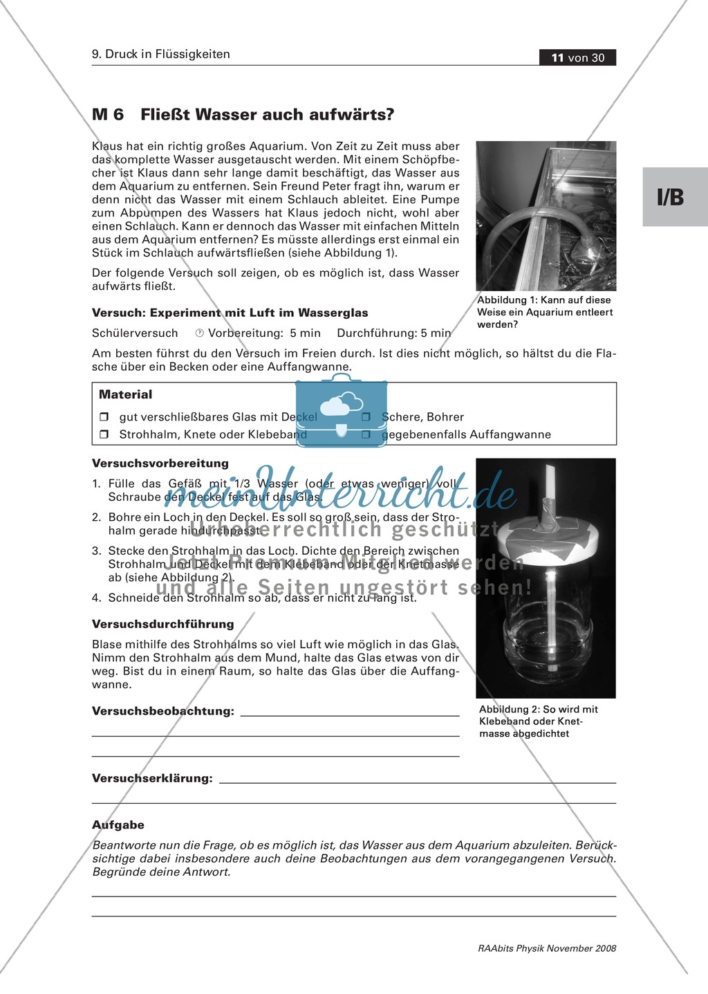 Druck in Flüssigkeiten: Anwendungsbereiche in der Hydrostatik - Saugheber + kommunizierende Röhren + hydraulische Presse Preview 1