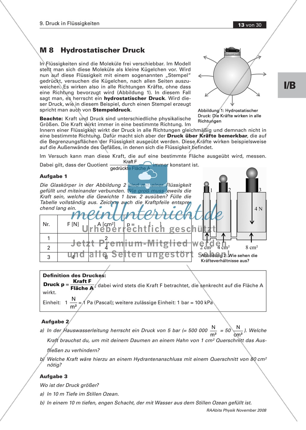 Druck in Flüssigkeiten: Anwendungsbereiche in der Hydrostatik - Saugheber + kommunizierende Röhren + hydraulische Presse Preview 3
