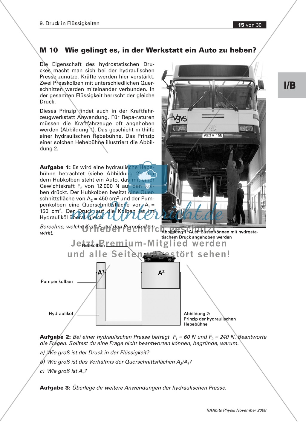 Druck in Flüssigkeiten: Anwendungsbereiche in der Hydrostatik - Saugheber + kommunizierende Röhren + hydraulische Presse Preview 5